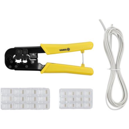 Cleste de sertizare VOREL pentru cabluri de retea UTP/RJ45 si telefon/RJ11