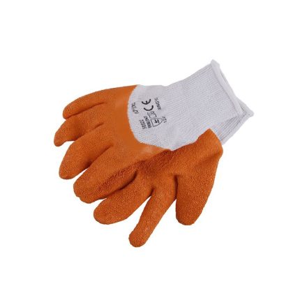 Mănuși de protecție pentru muncă din latex creponat, rezistente la tăiere, antiderapante (culoare portocalie)