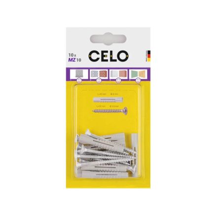 Diblu universal din plastic CELO MZ 10 x 60 + șurub pentru lemn 6,0 x 80 (5 buc)