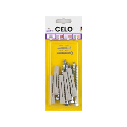 CELO MZK guler universal diblu din plastic 10 x 60 + 7,0 x 80 șurub cu cap hexagonal (5 buc)