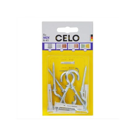 CELO MZK guler universal diblu din plastic 6 x 41 + 4,4 x 84 șurub cu cârlig rotund (5 buc)