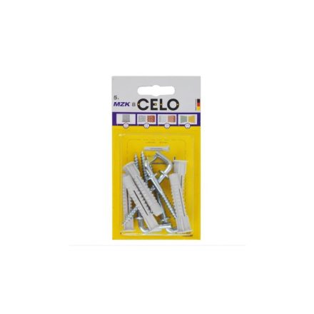 CELO MZK guler universal diblu din plastic 6 x 41 + șurub cu cârlig 4,4 x 69 (5 buc)