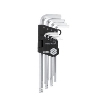 VOREL Set chei hexagonale cu cap sferic 9 piese 2,0-10 mm