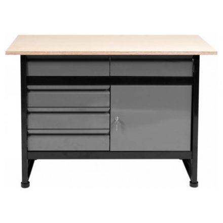 VOREL Banc de lucru cu rafturi 5 sertare 1 usa 1160 x 600 x 840 mm