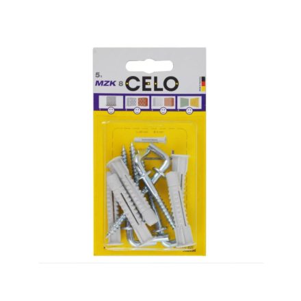 CELO MZK guler universal diblu din plastic 8 x 49 + șurub cu cârlig 5,8 x 78 (5 buc)