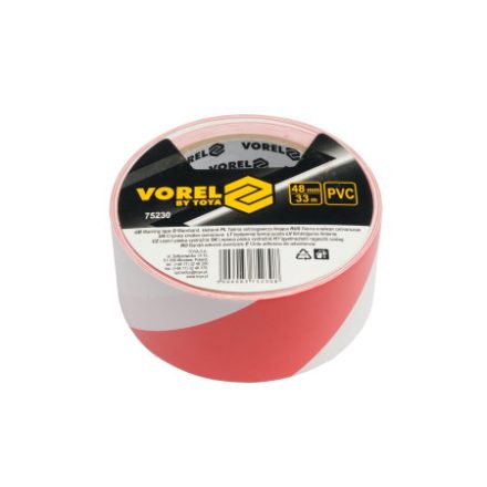 VOREL Banda de marcare autoadeziva rosu-alb 48 mm x 33 m PVC