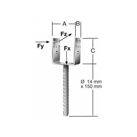 VORMANN Suport pentru stâlp de fier poate fi betonat 101 x 60 x 102 mm