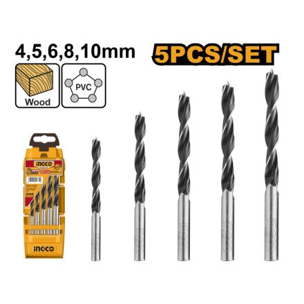 INGCO Set de burghie pentru lemn 5 piese 4-10 mm