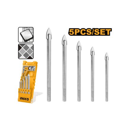 INGCO Set de burghie pentru sticlă și faianță 5 piese 4-10 mm
