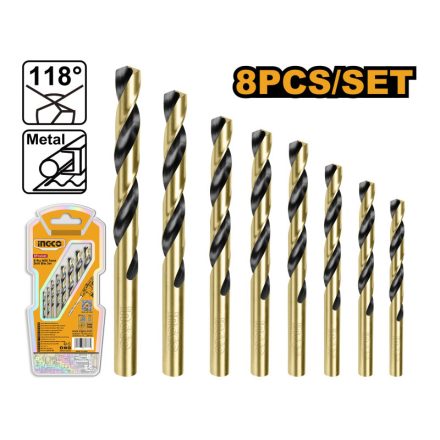 INGCO Set de burghie elicoidale 8 piese 2-8 mm HSS cilindric