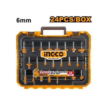 INGCO Set de frezare de sus 24 piese 6 mm