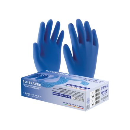 BLUERACER/L Mănuși de examinare din nitril, de unică folosință, fără pudră (100 buc/cutie) L