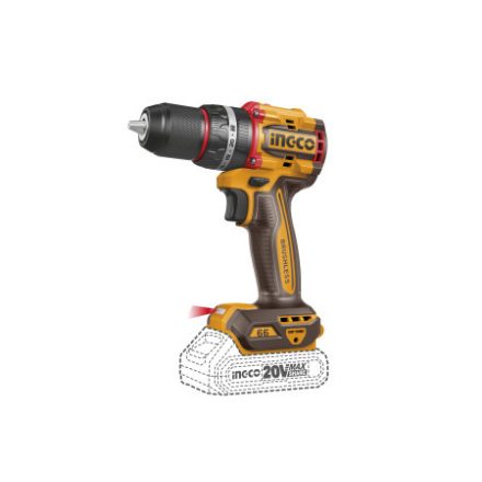 INGCO Mașină de găurit-înșurubat cu impact pe acumulator 66 Nm fără perii de carbon 20 V (2 x 2,0 Ah + încărcător)