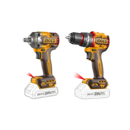 INGCO Pachet de putere cu acumulator 20 V Perforator-șurubelniță 66 Nm+Șurubelniță cu impact 1/2" 400 Nm (2 baterii + încărcător)