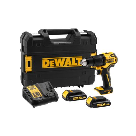 DEWALT Mașină de găurit cu percuție cu acumulator 18 V fără perie de cărbune (2 x 1,5 Ah baterie + încărcător + TSTAK) DCD709S2T