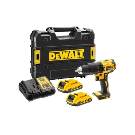 DEWALT Mașină de găurit cu percuție cu acumulator 18 V fără perie de cărbune (2 x 2,0 Ah baterie + încărcător + TSTAK) DCD778D2T