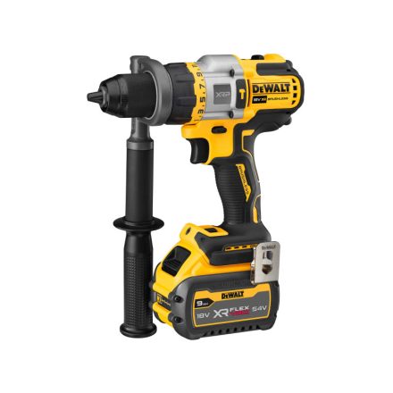 DEWALT Mașină de găurit cu percuție cu acumulator 18-54 V fără perie de cărbune (1 x baterie de 9,0 Ah + încărcător) DCD999X1