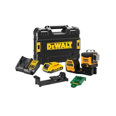 DEWALT Laser cu linie încrucișată fără fir 12-18 V (verde) (1 x baterie de 2,0 Ah + încărcător) DCE089D1G18