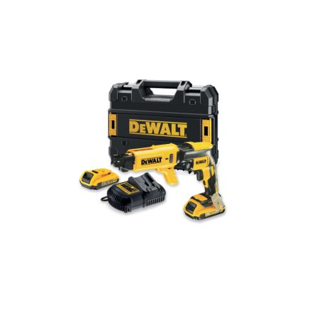 Șurubelniță DEWALT fără fir pentru gips-carton + magazie 18 V fără perie de cărbune (2 x 2,0 Ah + încărcător + TSTAK) DCF62