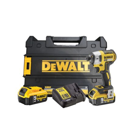 Șofer cu impact DEWALT 18 V fără perie de cărbune (2 x baterie de 5,0 Ah + încărcător) DCF887P2