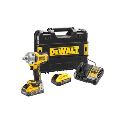 DEWALT Șurubelniță cu impact pe baterie 18 V fără acumulator 1/2" 812 Nm (2 x 5,0 Ah baterie + încărcător + TSTAK)