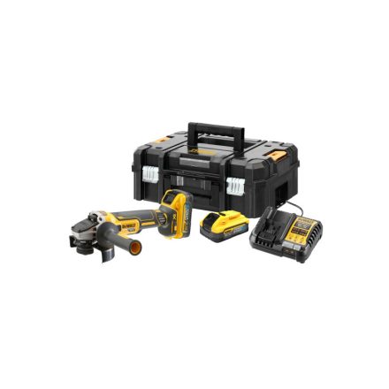 DEWALT Polizor unghiular pe baterie 125 mm 18 V (2 x 5,0 Ah Power Stack baterie + încărcător + TSTAK)