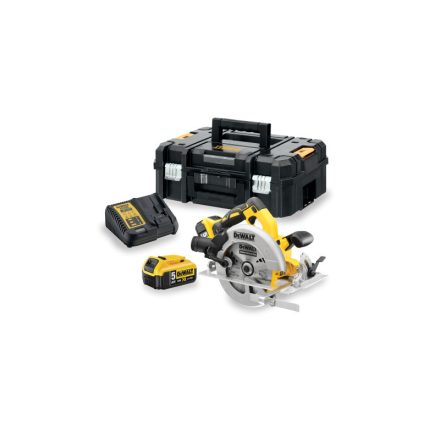 Ferăstrău circular fără fir DEWALT 18 V fără perie de cărbune (2 baterii de 5,0 Ah + încărcător) DCS570P2