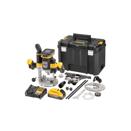 DEWALT Router cu baterie 18 V 12 mm (2 x 5,0 Ah Power Stack baterie + încărcător + TSTAK)