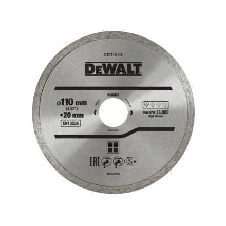 DEWALT Disc de tăiere cu diamant pentru gresie/porțelan utilizare umedă/uscată 110 x 20 mm continuu
