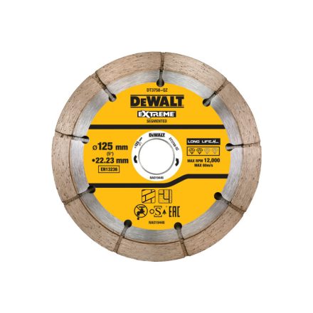 DEWALT Disc de tăiere cu diamant segmentat 125 x 22,2 mm cu două discuri