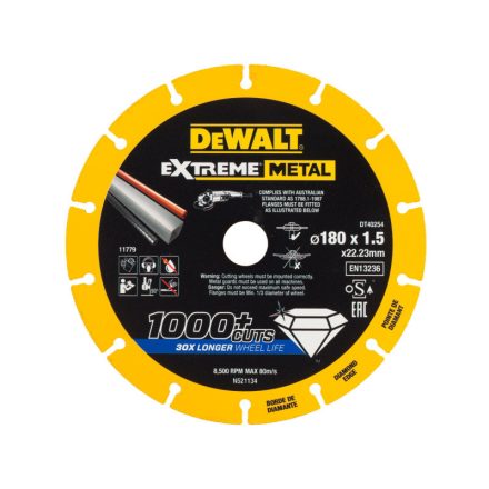 DEWALT EXTREME METAL Disc de tăiere cu diamant pentru metal 180 x 1,5 x 22,2 mm (metal/alu/inox)