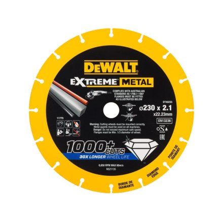 DEWALT EXTREME METAL Disc de tăiere diamantat pentru metal 230 x 2,1  x 22,2 mm (metal/alu/inox)