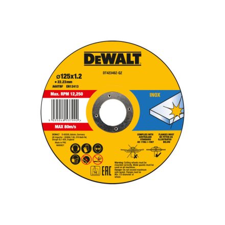 DEWALT Disc de tăiere pentru metal 125 x 1,2 x 22,2 mm inox A60TBF