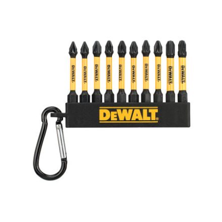 DEWALT Set de capete cu carabină, 10 piese, 1/4" Hex (PZ1x2, PZ2x6, PZ3x2 / 57 mm) FLEXTORQ