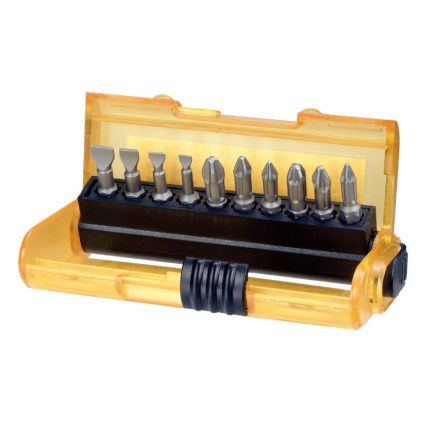 Set de biți DEWALT 11 piese (PZ, PH, plat, suport)
