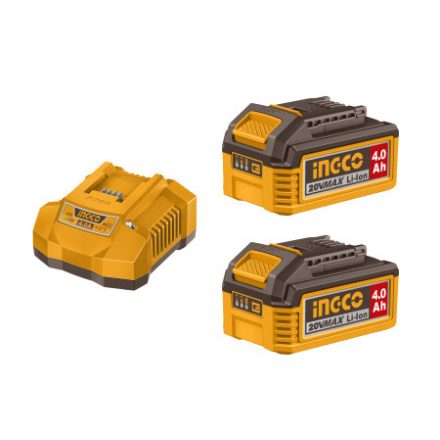 INGCO Set de acumulator și încărcător 20 V (2 x 4,0 Ah acumulator + încărcător de 4,0 A)