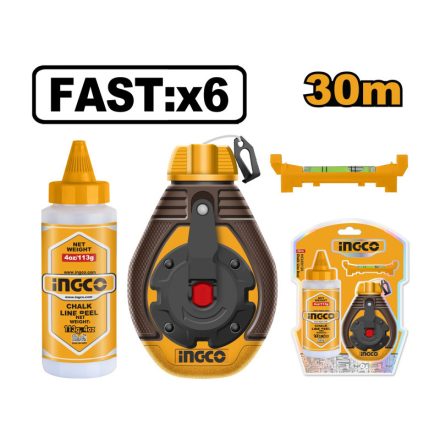 INGCO Set de sfoară pentru pictură, 2 piese, 30 m (sfoară cu carcasă din plastic + vopsea albastră)