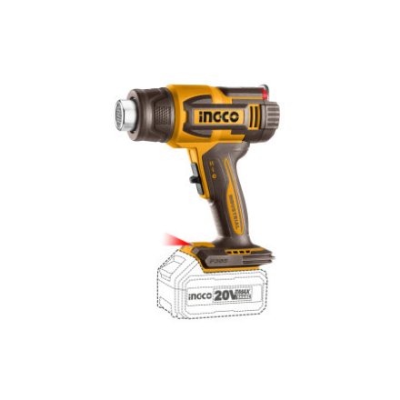 INGCO Pistol de aer cald cu acumulator 550°C, afișaj LCD, 20 V (1 x 5,0 Ah acumulator + încărcător)