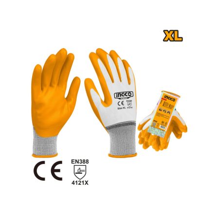 INGCO Mănuși de lucru XL cu acoperire de nitril