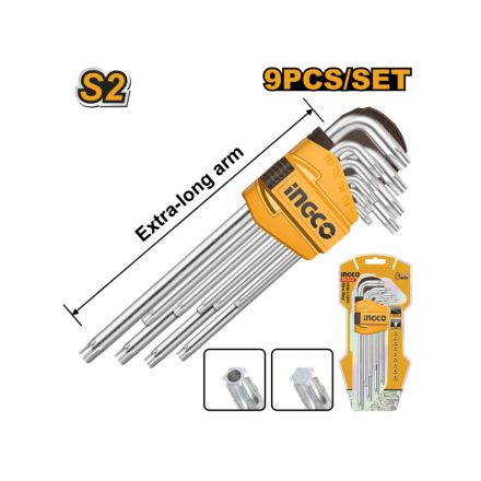 INGCO Set de chei torx lungi, 9 piese T10-T50 S2