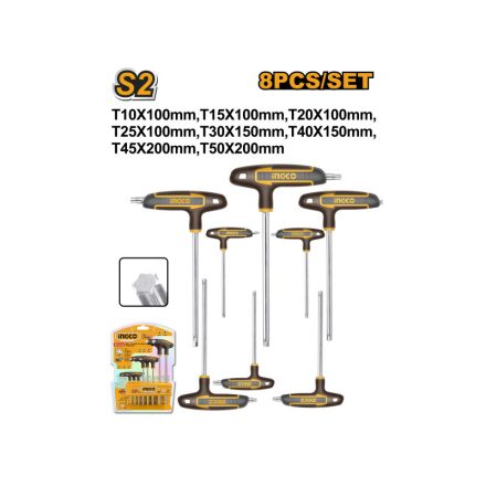 INGCO Set chei Torx T, 8 piese S2