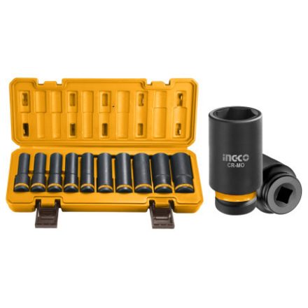 INGCO Set de chei tubulare lungi pentru mașină, 10 piese, 1/2" 10-24 mm CrMo