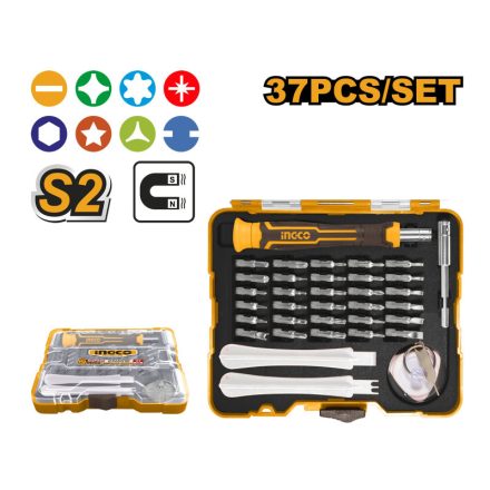 INGCO Set șurubelnițe de precizie 37 de piese