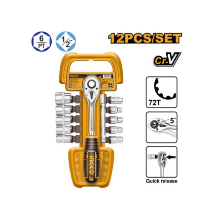 INGCO Set de prize 12 piese 1/2" 10-24 mm CrV