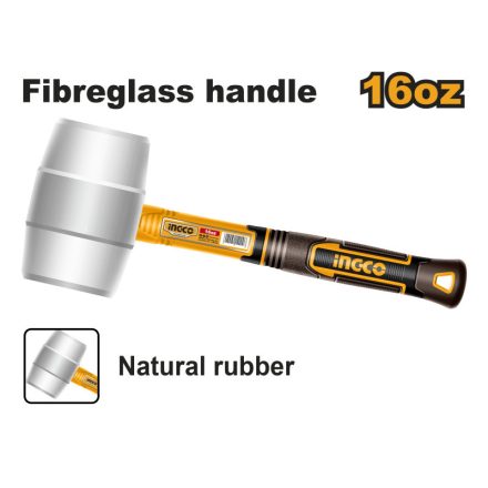 Ciocan cu cauciuc INGCO 450 g cu mâner din fibră de sticlă