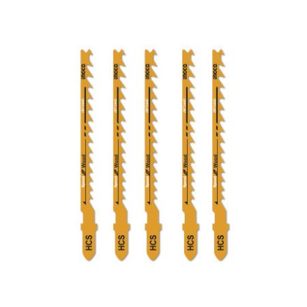 INGCO Lamă de fierăstrău pendular pentru lemn 100/74 mm 6 TPI tăiere curbată HCS (5 buc)