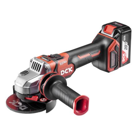 DCK Polizor unghiular cu baterie 125 mm fără perii de carbon 20 V (2 x 5,0 Ah baterie + încărcător)