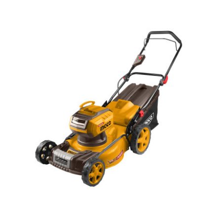 INGCO Mașină de tuns gazonul cu acumulator 460 mm 2 x 20 V fără perii de carbon (2 x 5,0 Ah acumulator + 8,0 A încărcător dublu)