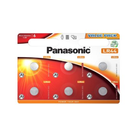 Pilă buton alcalină PANASONIC LR44 1,5 V (6 buc)