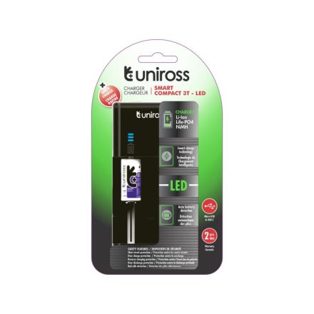 Afișaj LED compact cu încărcare rapidă UNIROSS Li-ion/Ni-MH/LiFePo4